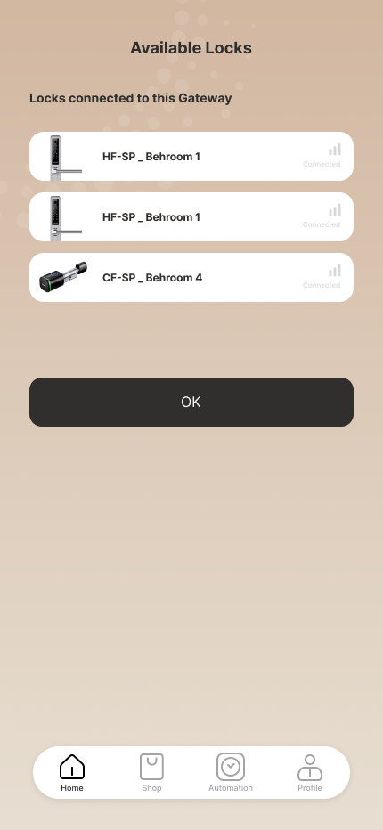 Locks connected to gateway